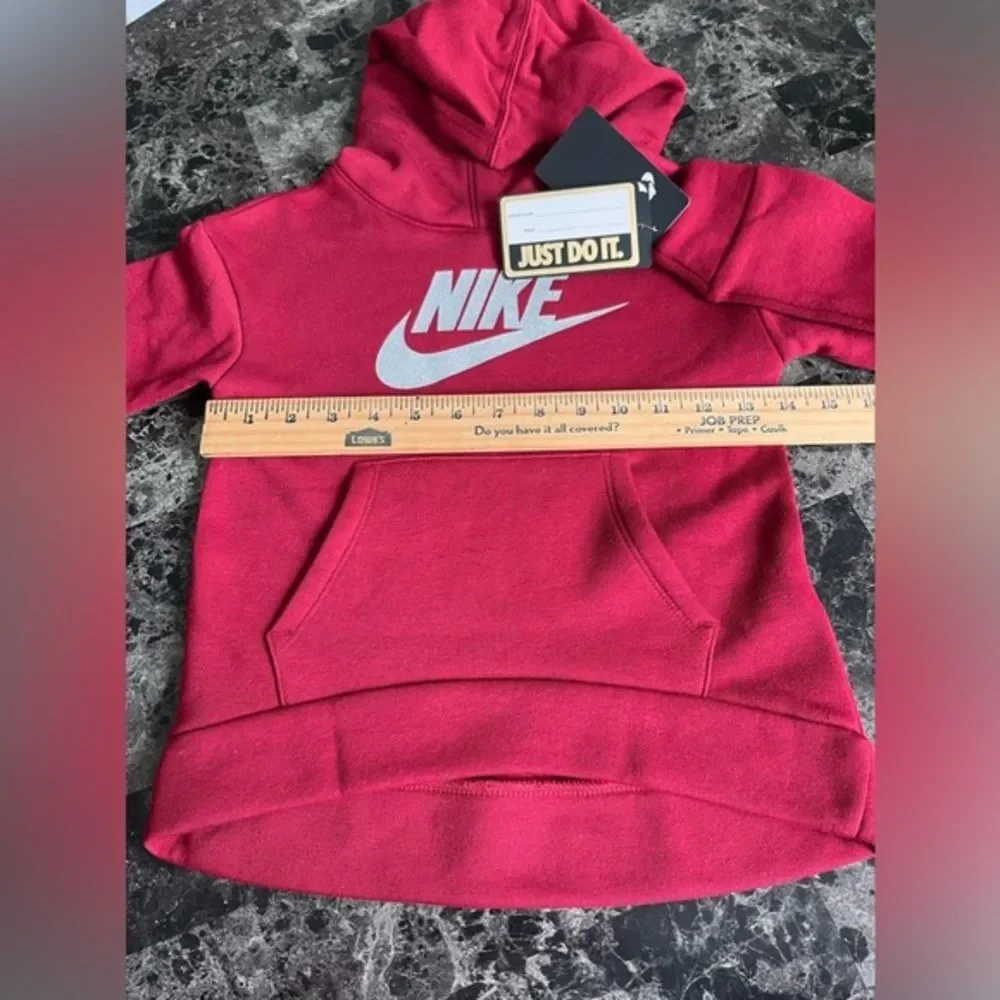 Nike Kids Front Signature Logo‎ Kangaroo Hoodie Sweater Cotton Red 6-7yrs